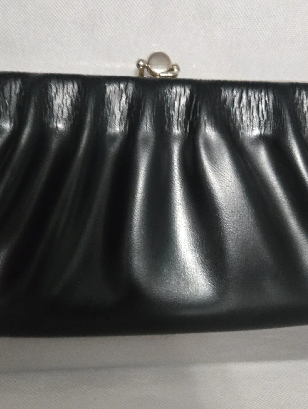 Garey Vintage Soft Gathered Frame Clutch in Black H6xW13x1